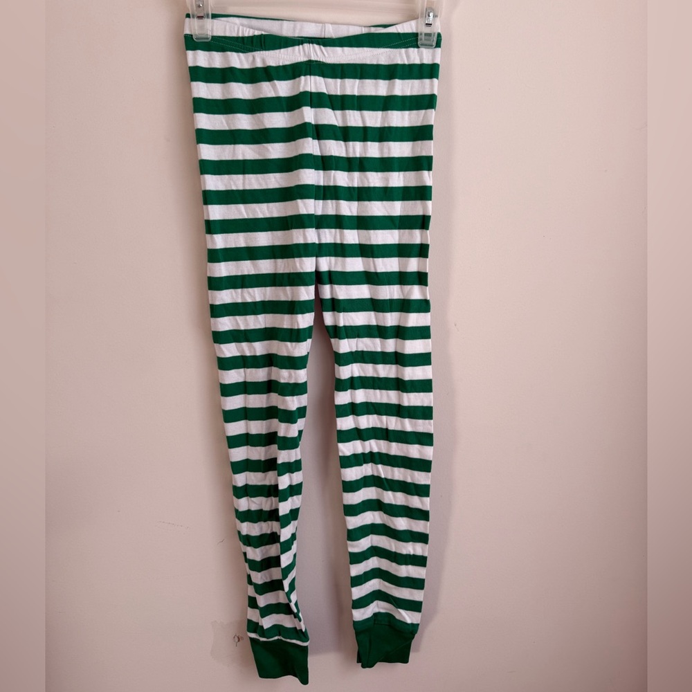 Striped Green and White Kids Pajama Bottoms